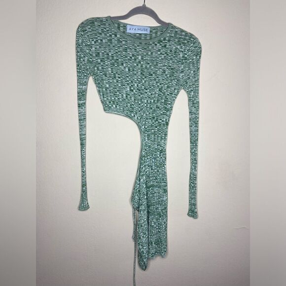 Aya Muse Heather Mini Green Turquoise Dress Cut Out Size XS - Picture 8 of 11